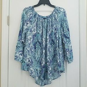 Pretty Blue Off-The-Shoulder Top